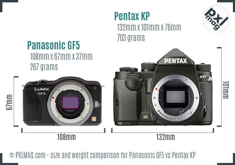 Panasonic GF5 vs Pentax KP size comparison