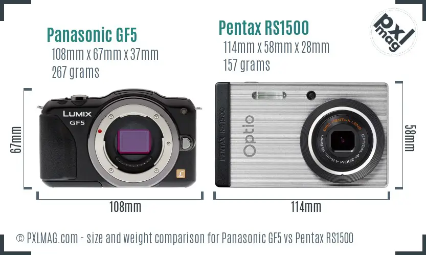 Panasonic GF5 vs Pentax RS1500 size comparison