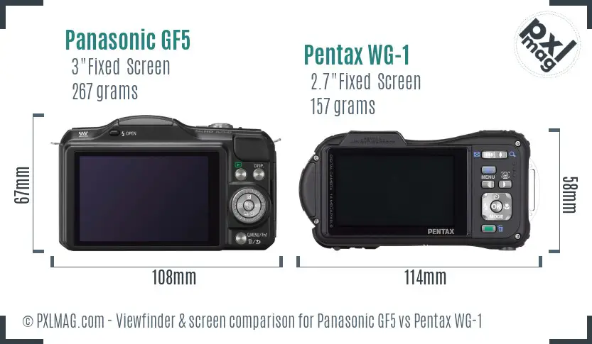 Panasonic GF5 vs Pentax WG-1 Screen and Viewfinder comparison