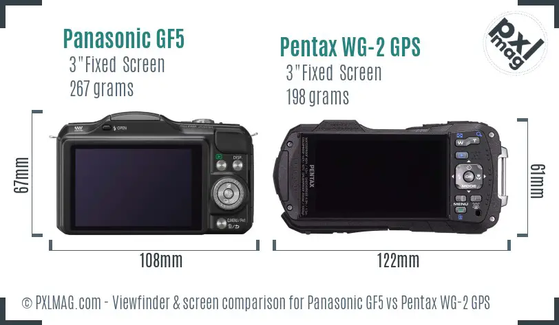Panasonic GF5 vs Pentax WG-2 GPS Screen and Viewfinder comparison