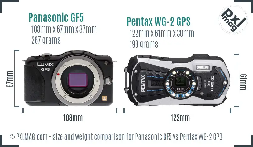 Panasonic GF5 vs Pentax WG-2 GPS size comparison