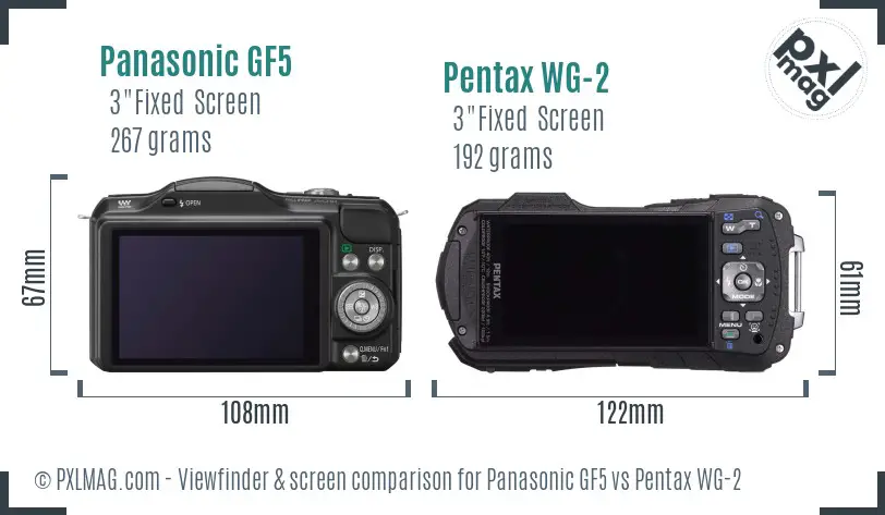 Panasonic GF5 vs Pentax WG-2 Screen and Viewfinder comparison