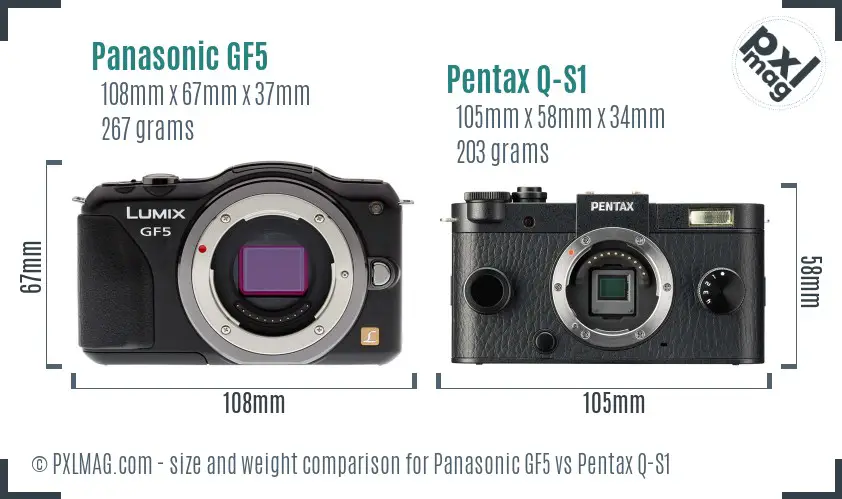 Panasonic GF5 vs Pentax Q-S1 size comparison