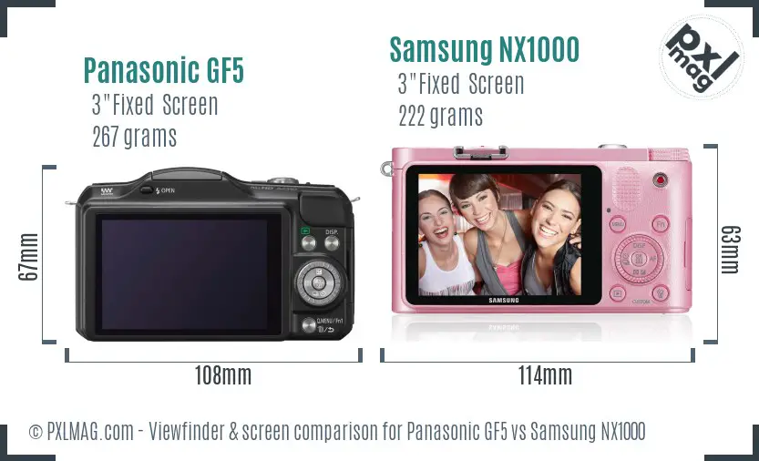 Panasonic GF5 vs Samsung NX1000 Screen and Viewfinder comparison Panasonic GF5 vs Samsung NX1000 Screen and Viewfinder comparison