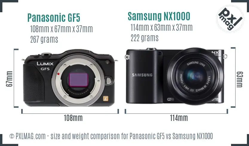 Panasonic GF5 vs Samsung NX1000 size comparison Panasonic GF5 vs Samsung NX1000 size comparison