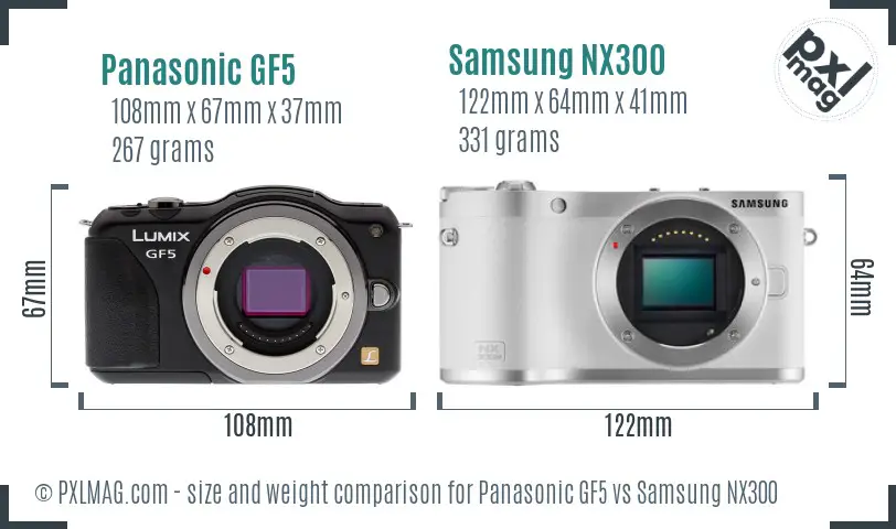 Panasonic GF5 vs Samsung NX300 size comparison