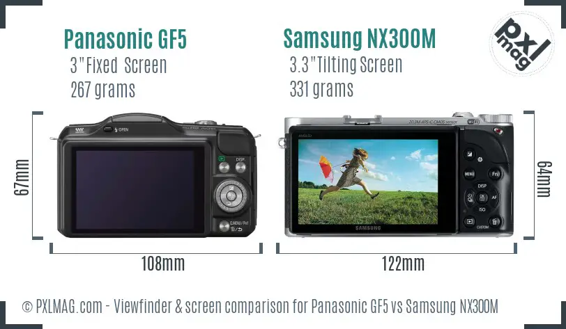 Panasonic GF5 vs Samsung NX300M Screen and Viewfinder comparison