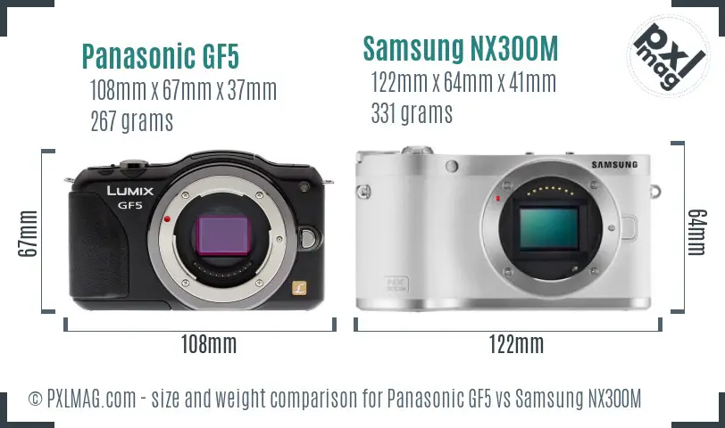 Panasonic GF5 vs Samsung NX300M size comparison