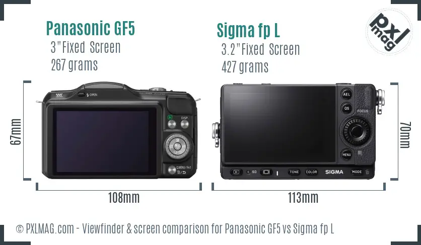 Panasonic GF5 vs Sigma fp L Screen and Viewfinder comparison
