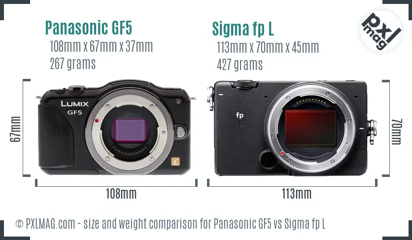 Panasonic GF5 vs Sigma fp L size comparison