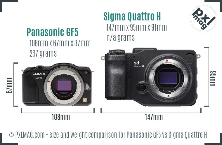 Panasonic GF5 vs Sigma Quattro H size comparison