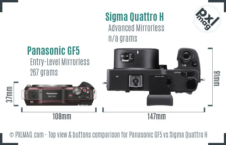 Panasonic GF5 vs Sigma Quattro H top view buttons comparison