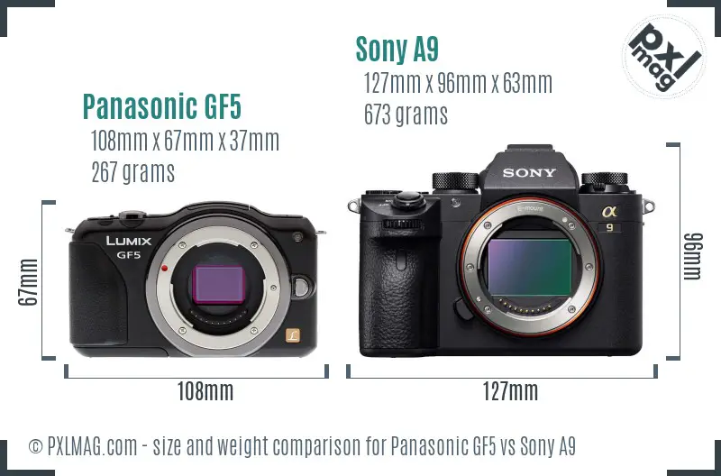 Panasonic GF5 vs Sony A9 size comparison Panasonic GF5 vs Sony A9 size comparison