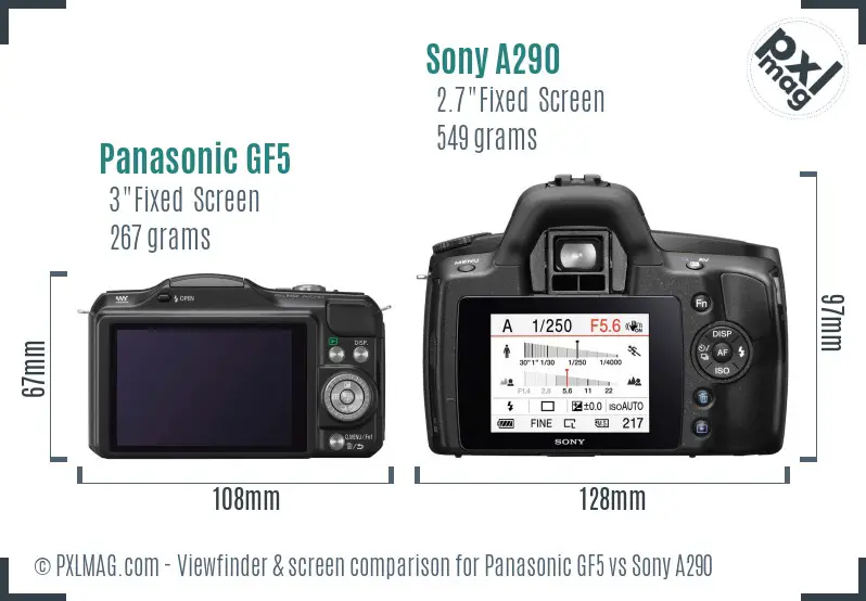 Panasonic GF5 vs Sony A290 Screen and Viewfinder comparison Panasonic GF5 vs Sony A290 Screen and Viewfinder comparison