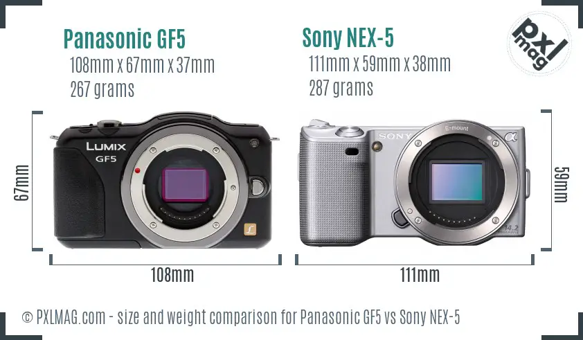 Panasonic GF5 vs Sony NEX-5 size comparison