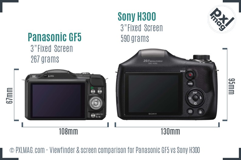 Panasonic GF5 vs Sony H300 Screen and Viewfinder comparison