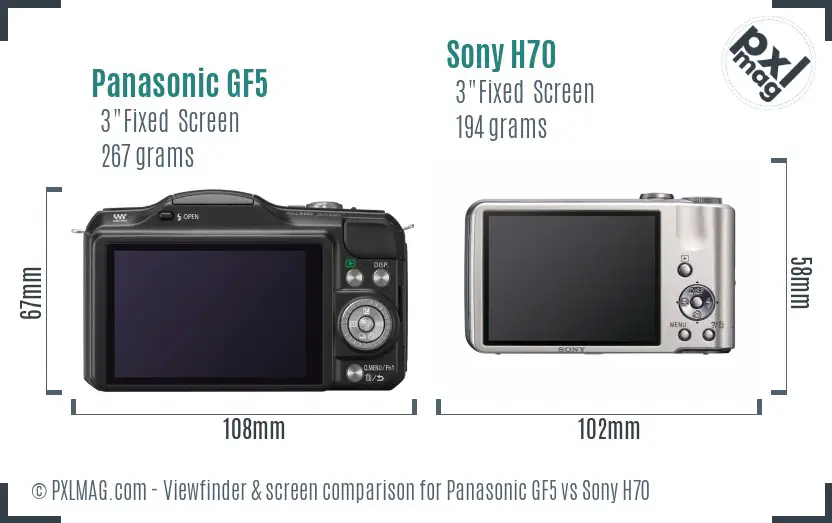Panasonic GF5 vs Sony H70 Screen and Viewfinder comparison Panasonic GF5 vs Sony H70 Screen and Viewfinder comparison