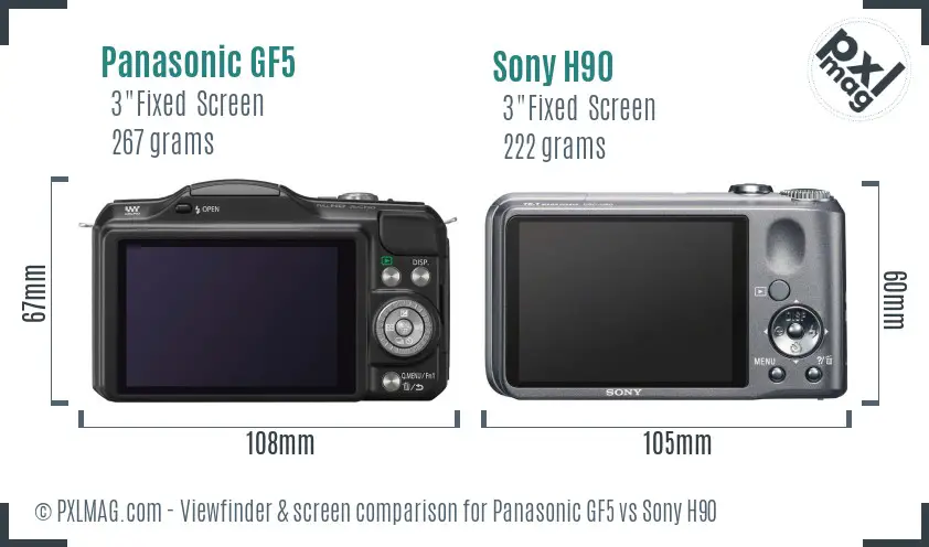Panasonic GF5 vs Sony H90 Screen and Viewfinder comparison Panasonic GF5 vs Sony H90 Screen and Viewfinder comparison