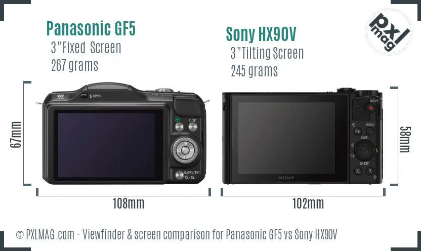 Panasonic GF5 vs Sony HX90V Screen and Viewfinder comparison Panasonic GF5 vs Sony HX90V Screen and Viewfinder comparison
