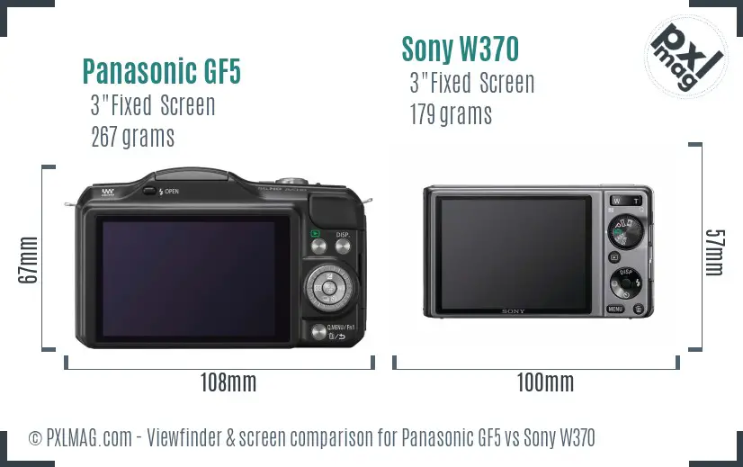 Panasonic GF5 vs Sony W370 Screen and Viewfinder comparison Panasonic GF5 vs Sony W370 Screen and Viewfinder comparison