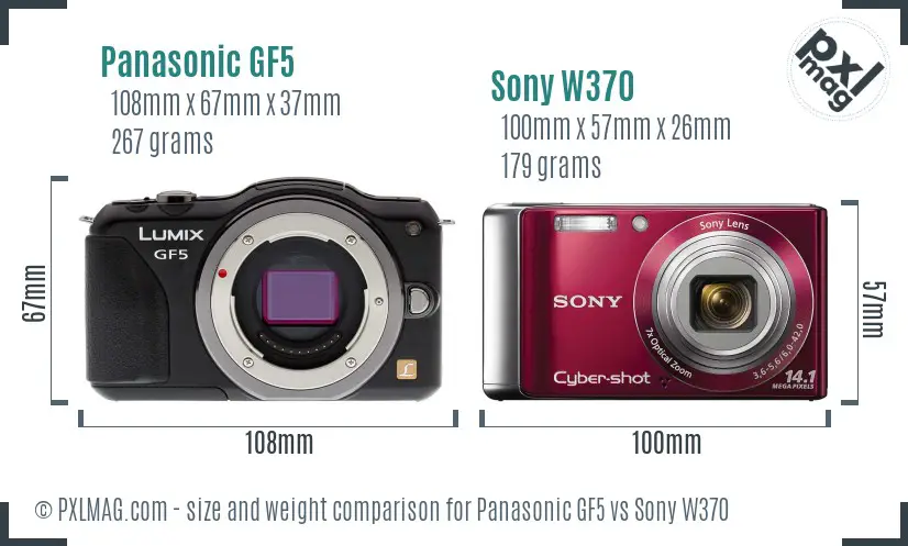 Panasonic GF5 vs Sony W370 size comparison Panasonic GF5 vs Sony W370 size comparison