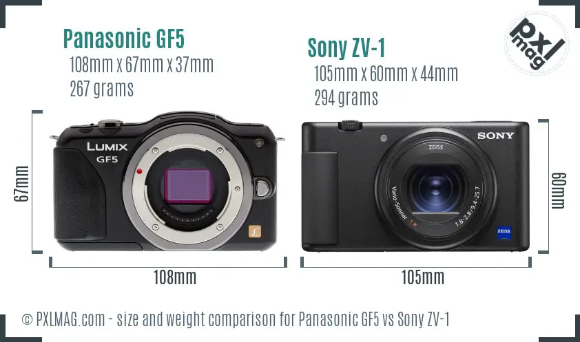 Panasonic GF5 vs Sony ZV-1 size comparison Panasonic GF5 vs Sony ZV-1 size comparison