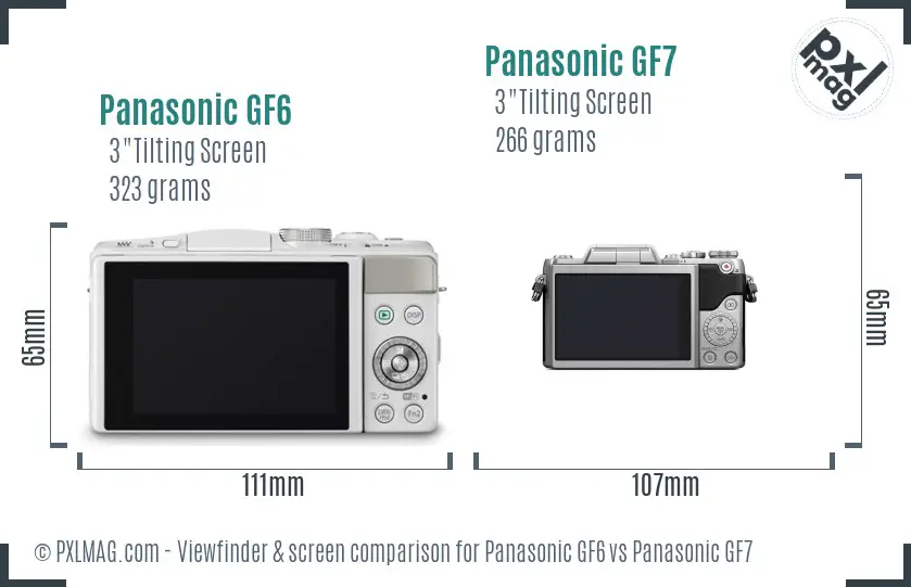 Panasonic GF6 vs Panasonic GF7 Screen and Viewfinder comparison