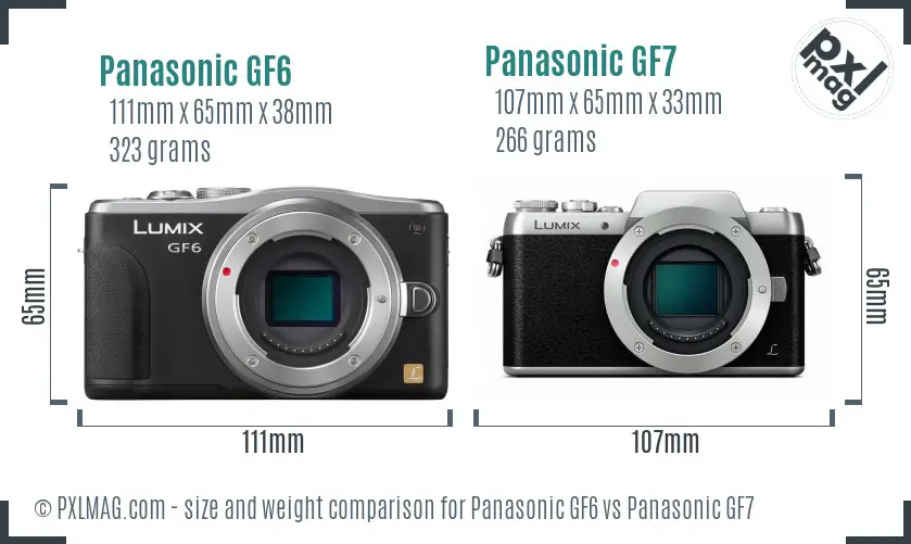 Panasonic GF6 vs Panasonic GF7 size comparison