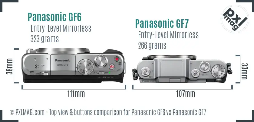 Panasonic GF6 vs Panasonic GF7 top view buttons comparison