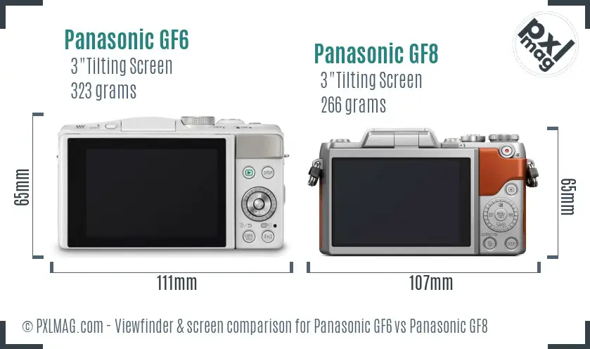 Panasonic GF6 vs Panasonic GF8 Screen and Viewfinder comparison