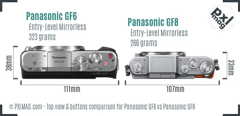 Panasonic GF6 vs Panasonic GF8 top view buttons comparison