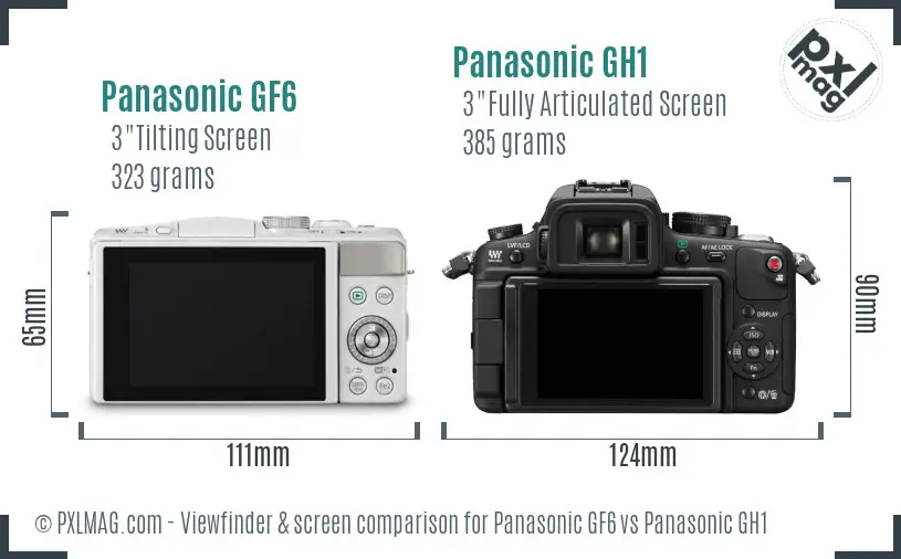 Panasonic GF6 vs Panasonic GH1 Screen and Viewfinder comparison