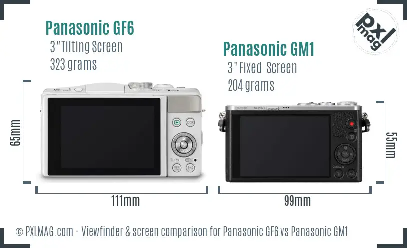 Panasonic GF6 vs Panasonic GM1 Screen and Viewfinder comparison