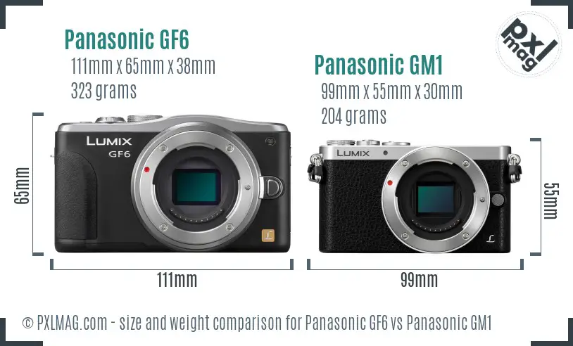 Panasonic GF6 vs Panasonic GM1 size comparison