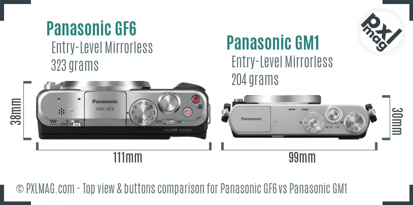 Panasonic GF6 vs Panasonic GM1 top view buttons comparison