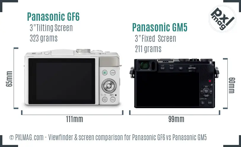 Panasonic GF6 vs Panasonic GM5 Screen and Viewfinder comparison