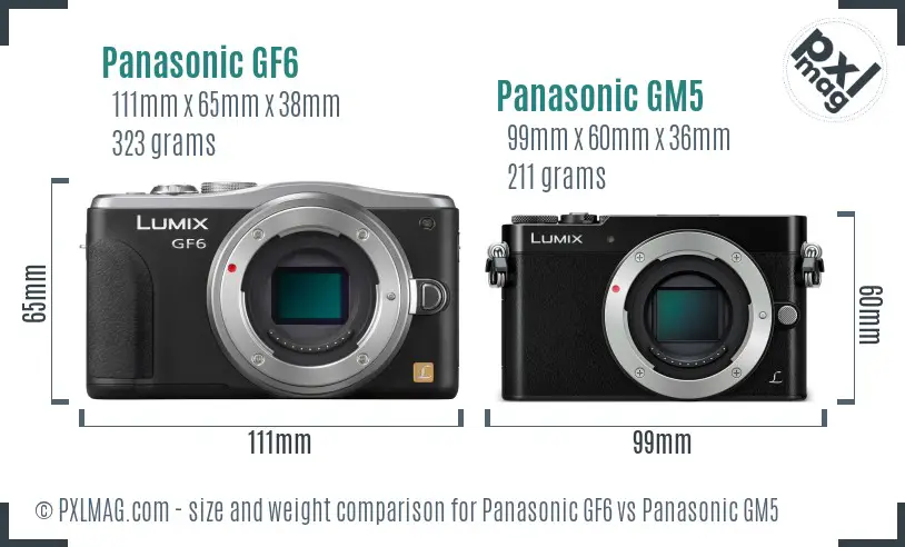 Panasonic GF6 vs Panasonic GM5 size comparison