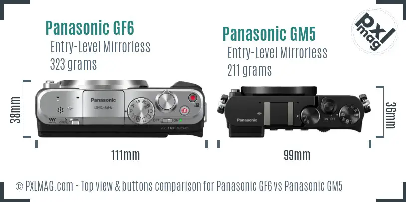 Panasonic GF6 vs Panasonic GM5 top view buttons comparison