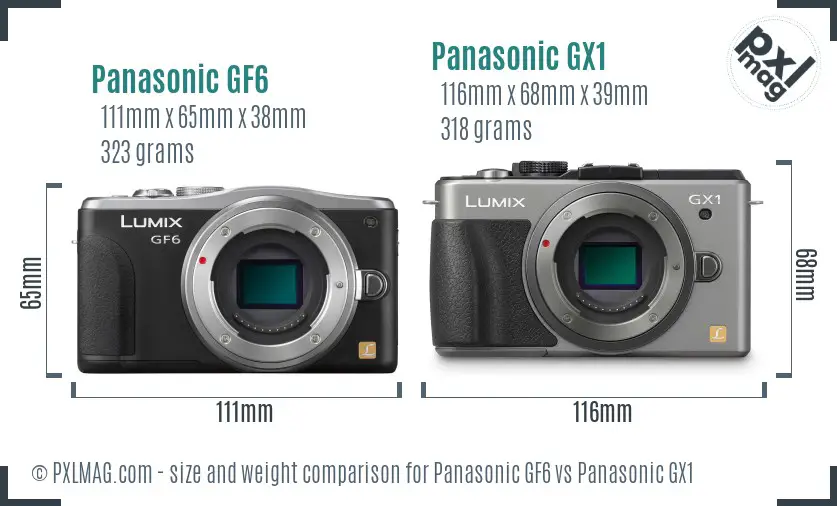 Panasonic GF6 vs Panasonic GX1 size comparison