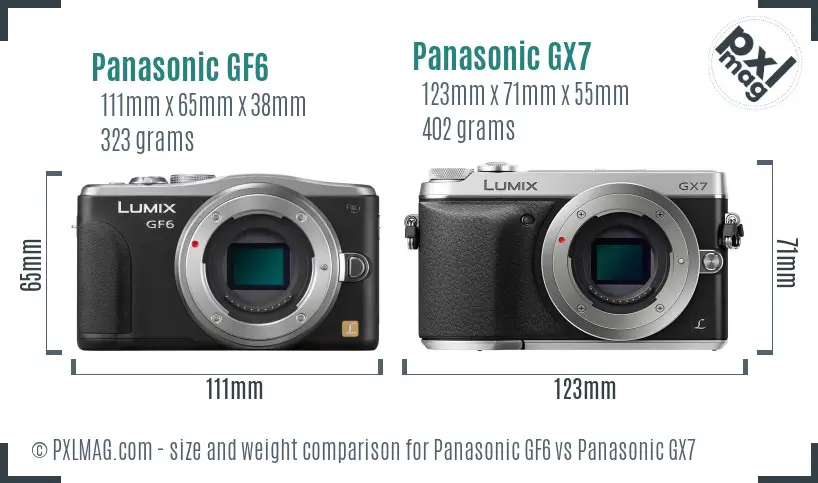 Panasonic GF6 vs Panasonic GX7 size comparison
