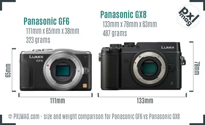 Panasonic GF6 vs Panasonic GX8 size comparison