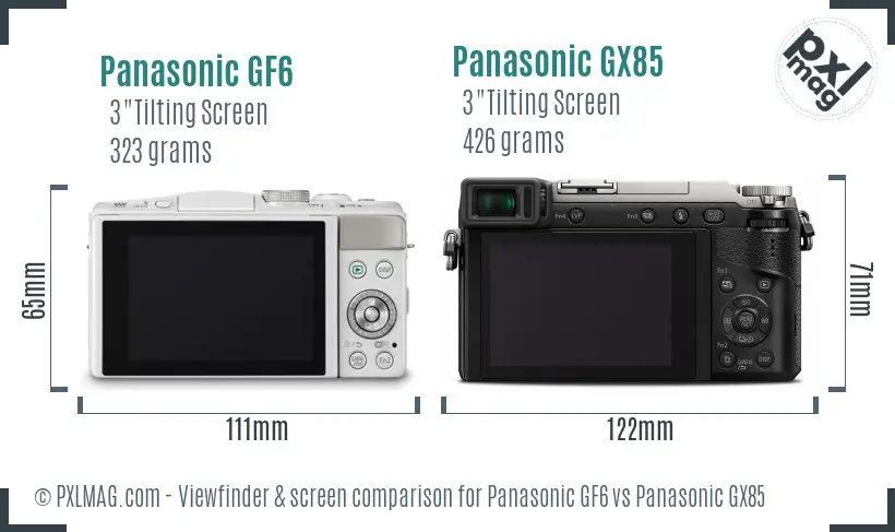 Panasonic GF6 vs Panasonic GX85 Screen and Viewfinder comparison