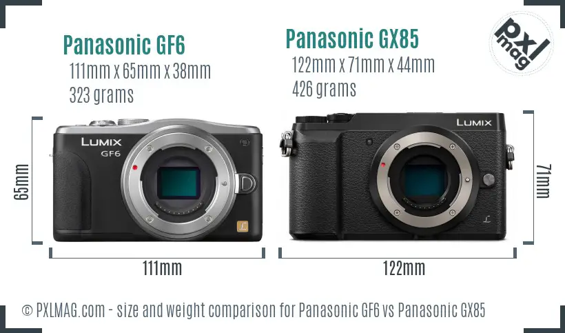 Panasonic GF6 vs Panasonic GX85 size comparison