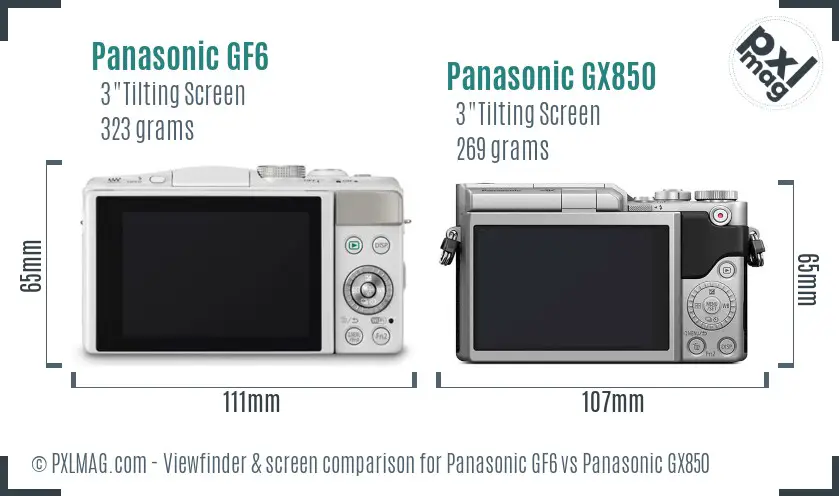 Panasonic GF6 vs Panasonic GX850 Screen and Viewfinder comparison