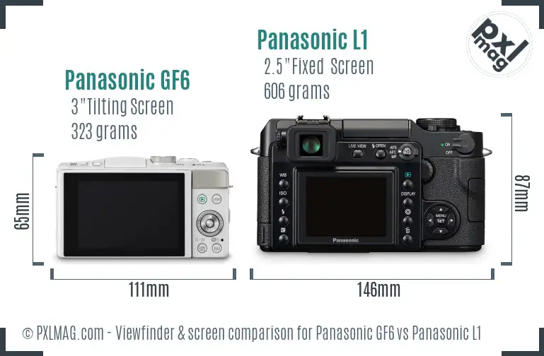 Panasonic GF6 vs Panasonic L1 Screen and Viewfinder comparison