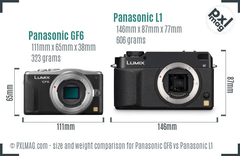 Panasonic GF6 vs Panasonic L1 size comparison