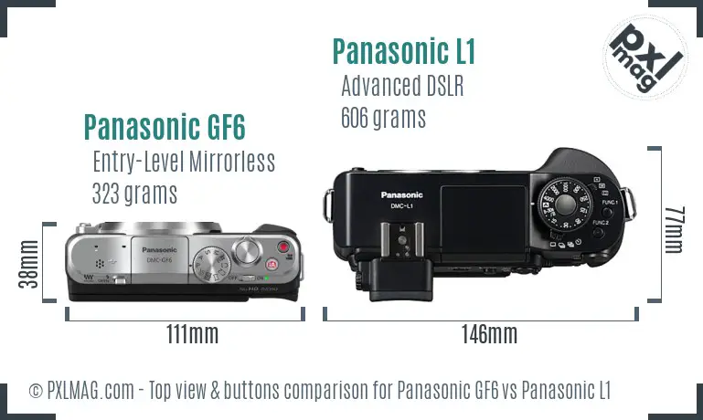 Panasonic GF6 vs Panasonic L1 top view buttons comparison