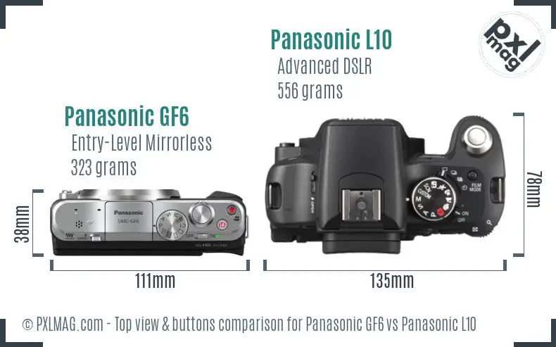 Panasonic GF6 vs Panasonic L10 top view buttons comparison
