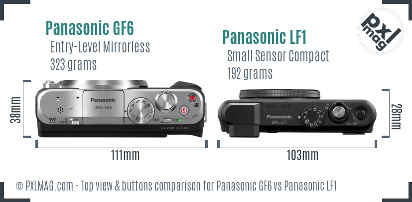 Panasonic GF6 vs Panasonic LF1 top view buttons comparison