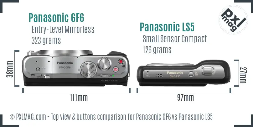 Panasonic GF6 vs Panasonic LS5 top view buttons comparison